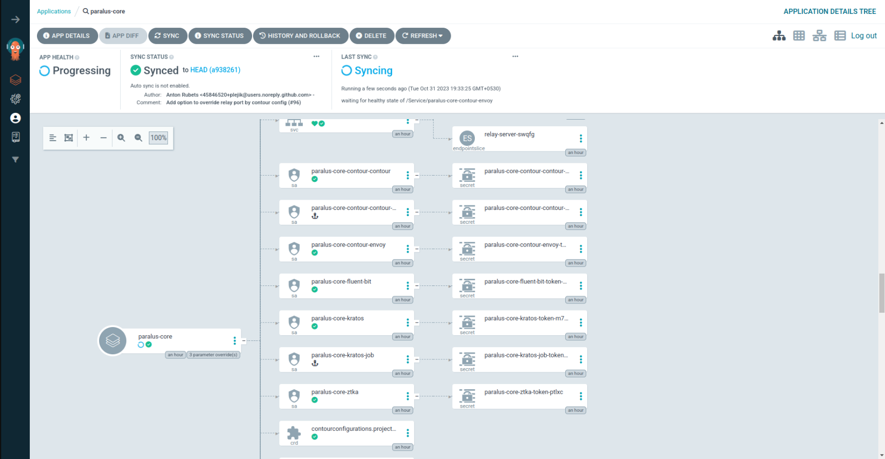 paralus core argocd app sync