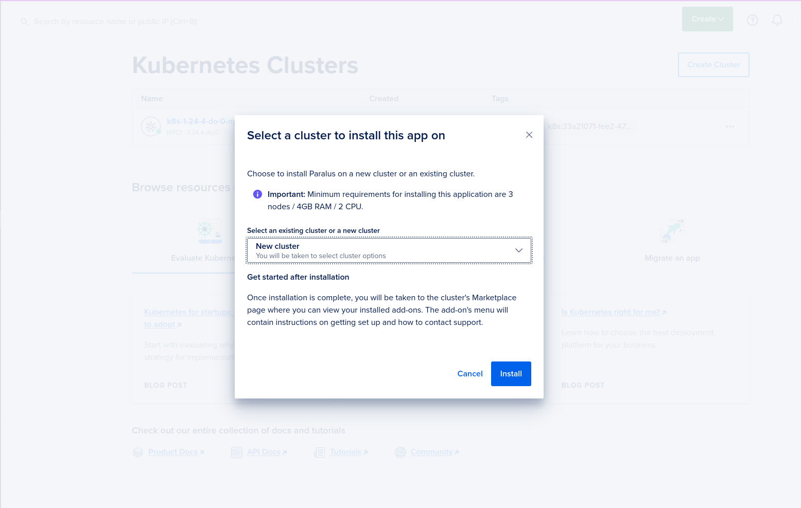 Paralus 1-Click App Cluster Setup